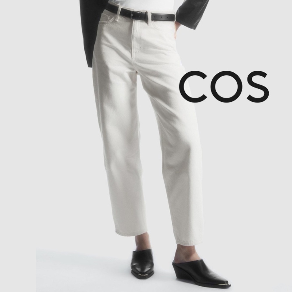 COS ARCH TAPERED JEANS White Ivory High waist 100% Cotton Regular fit